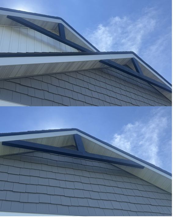 Exterior gable trim painted navy